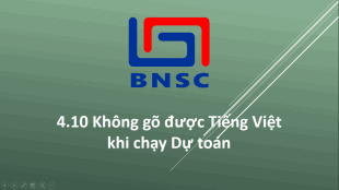 4.10 Không gõ được Tiếng Việt khi chạy Dự toán