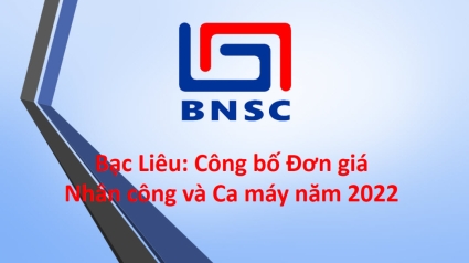 Bạc Liêu: Công bố Đơn giá nhân công, giá ca máy lần 1 năm 2022