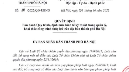 Hà Nội: Quyết định 38/2022/QĐ-UBND ban hành định mức quản lý, khai thác công trình thủy lợi